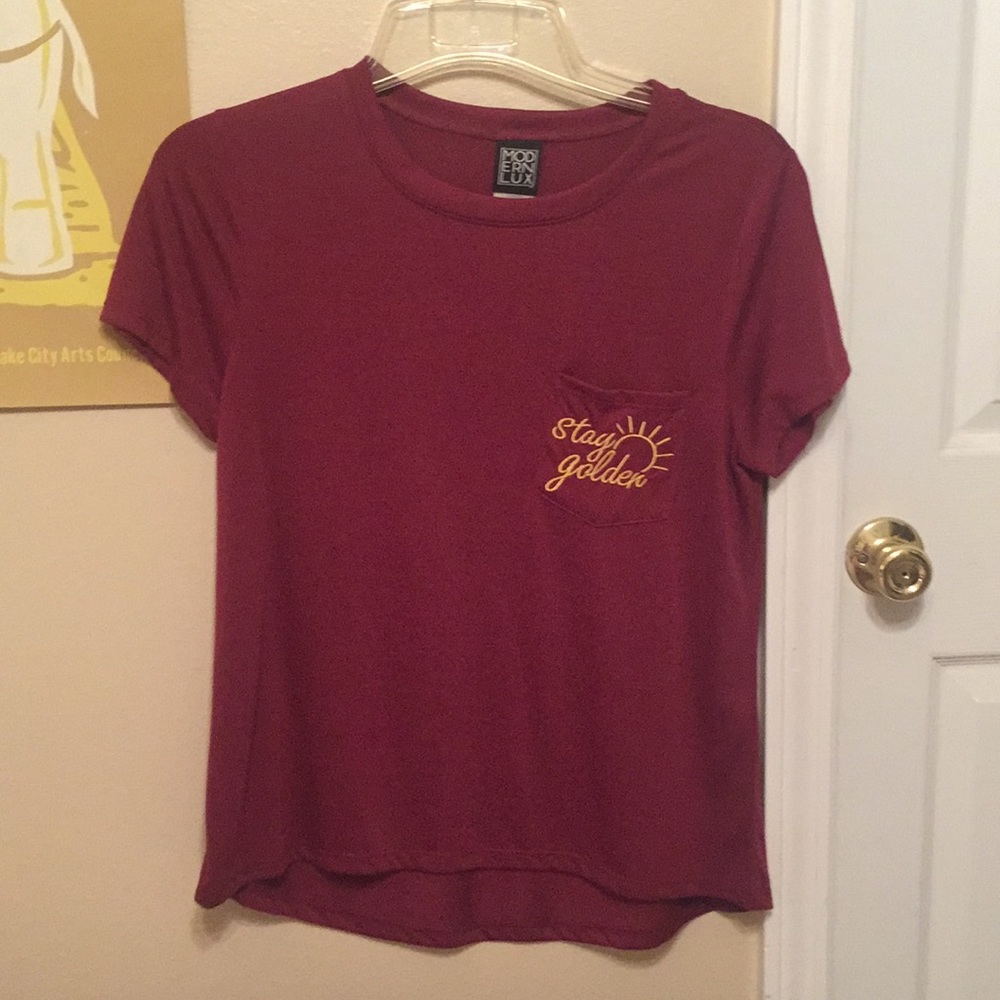 Stay Golden maroon tee